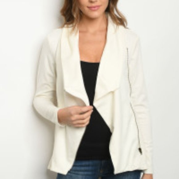 NWT Ivory lapel collar zip blazer jacket - Picture 1 of 3